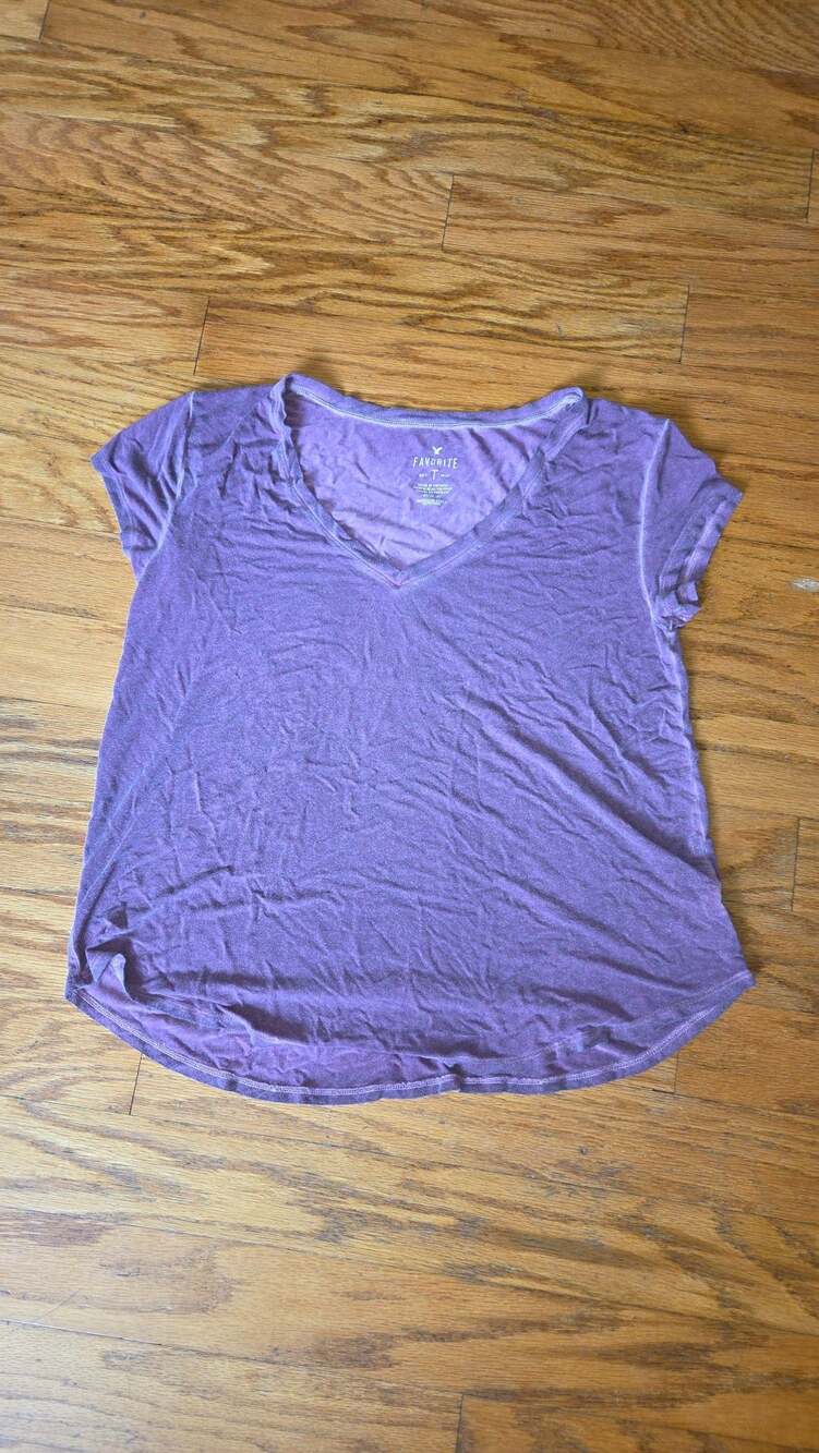 American Eagle Outfitters Favorite T Short Sleeve V-Neck Purple T-Shirt